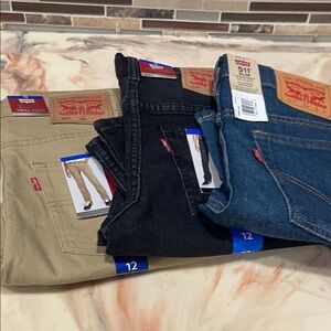Levi's BoysSlim Jeans in Black, Blue, and Tan